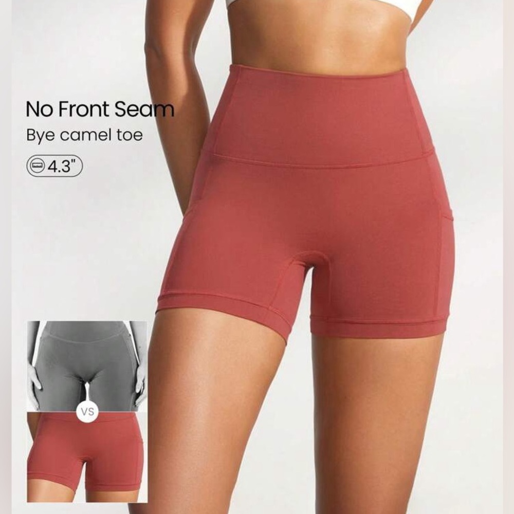 Glowmode 4.3" FeatherFit Anti-Slip Pocket Women’s High-Rise Athletic Bike Shorts - Picture 13 of 16